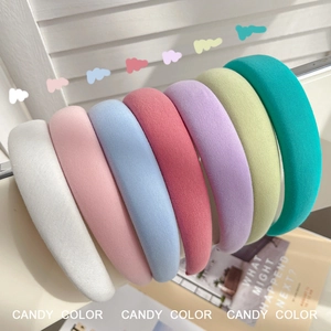Candy Color Padded Sponge Headband For Women Wide Plain Fabric Wrapped High Top Hair Band Handmade Summer Hair Accessories
