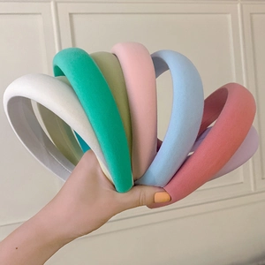Puffy sponge headbands in macaroon candy colors for women featuring a high top design