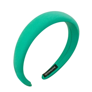 Padded candy green sponge headband with handmade label and high crown fashion design