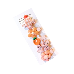 5-teiliges Set Kinder-Haarspangen mit gestricktem Kaktus und Blumenmotiven für Mädchen