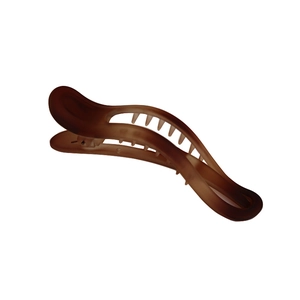 Pince à cheveux crocodile ondulée en acrylique marron foncé mat avec design élégant