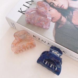 Vintage acetate hair claw clips with marble texture and glitter in assorted colors
