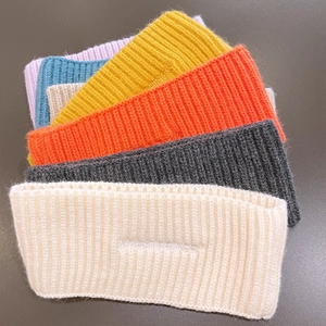 Fascia per Capelli in Tessuto a Maglia a Costine Tinta Unita da Donna con Ricamo a Lettere Rétro Fascia Larga Elastica Accessorio per Capelli Autunno Inverno