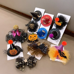 Handmade Halloween Hair Accessories For Kids Pumpkin Bat Ghost Witch Hat Headband Hair Clip Party Costume Decorations