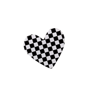 Sweet heart shaped hair clip with black and white checkerboard pattern for girls