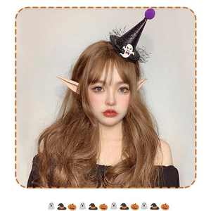 Halloween accessories set with sequined witch hat and silicone elf ears for costume party