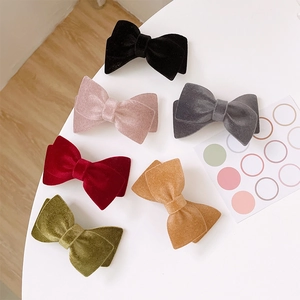 Elegant Velvet Bow Hair Clip For Women Korean Style Autumn Winter Solid Color Bowknot Hairpin Sweet Fashion Hair Accessories