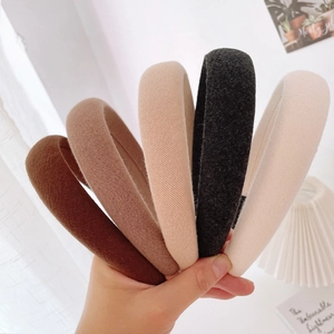 Padded Sponge Fabric Headband Wide Solid Color Thick Hairband Handmade Minimalist Retro Hair Accessories For Women
