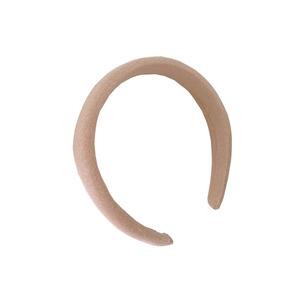 Thick beige sponge headband with high cranial top effect in soft twill fabric