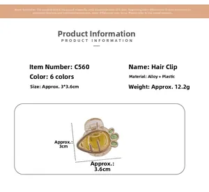 Specifiche dettagliate sulle dimensioni di una pinza per capelli a carota da 3x3,6 cm