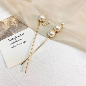 Minimalistischer Legierung Metall Künstliche Perle Haarstab Für Damen Eleganter Gold Silber Französischer Stil Haarnadel Styling Zubehör