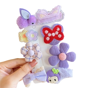 Lot de 8 jolies barrettes à cheveux fleurs et nœuds en tissu pour filles en rose et violet