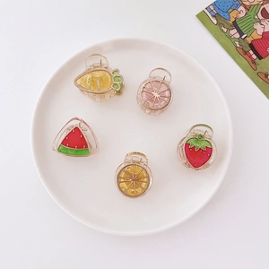 Simpatiche Molle per Capelli a Frutta e Verdura Piccole Clip in Acrilico per Donna Ragazza Fragola Arancia Carota Accessori