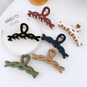 Large braided twist hair claw clips in 6 matte colors for thick hair styling