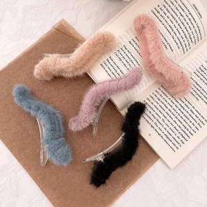 Pince À Cheveux En Peluche Automne Hiver Imprimé Vache Léopard Fausse Fourrure Accessoires De Coiffure Pour Femmes Filles Quotidien