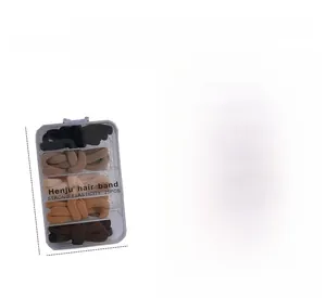 Set di 25 elastici per capelli in tonalità terra neutre in un contenitore di plastica trasparente