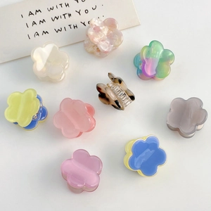Mini Pinces à Cheveux Fleur en Acétate pour Femmes Filles Style Coréen Pinces Florales Petites Écaille de Tortue Dégradé