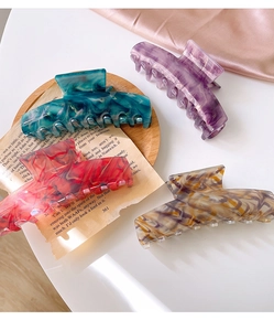French style acetate hair claws in marble texture and four elegant assorted colors