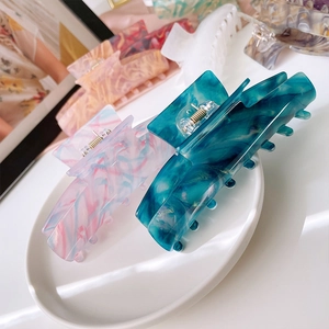 French chic marble texture acetate hair claws in various elegant colors with gold spring