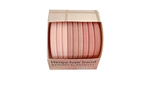 Detail of pink gradient high elasticity hair bands in paper window box packaging