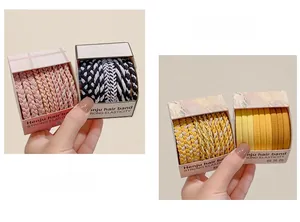 Close-up of durable braided elastic hair ties in candy colors and organized packaging