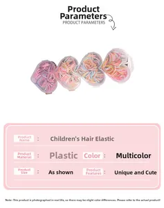 Vue détaillée d'élastiques à cheveux colorés pour enfants dans des boîtes en cœur