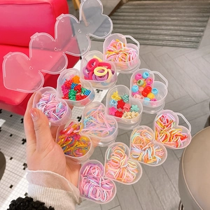 Accessoires Cheveux Enfant Boîte Coeur Élastiques Macaron Petites Pinces Fleurs Collection Coiffure Filles