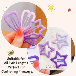 Set di fermagli per capelli viola per bambine con forme a stella e cuore opachi