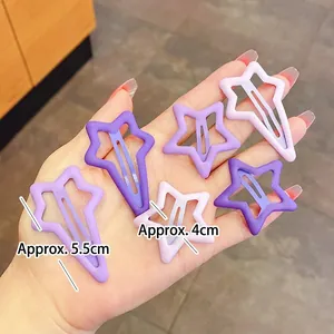 Fermagli per capelli viola a forma di stella e goccia per bambina opachi 4cm e 5,5cm