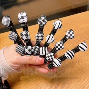 Lot de 5 pinces à cheveux à motifs damier et pied-de-poule pour coiffer les franges