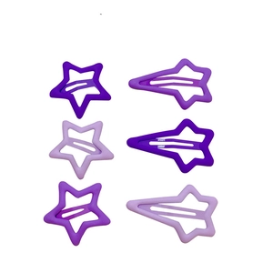 Set di 6 fermagli per capelli a forma di stella viola opaco sfumato per bambine