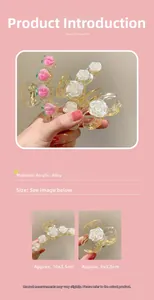 Détails des pinces à cheveux en acrylique avec motifs de pêche rose et rose blanche