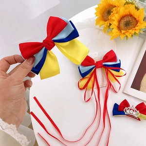 Prinzessinnen-Stil Satin Schleife Haarklammern Mit Strass Krone Langem Band Süße Haarnadel Für Kleine Mädchen Zubehör