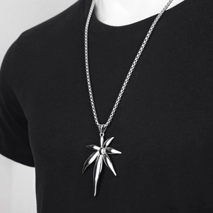 Hip hop style maple leaf pendant necklace in polished stainless steel for men and women