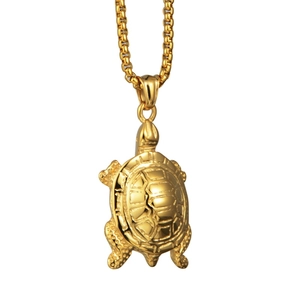 Collar con Colgante de Tortuga Marina de Acero de Titanio Hip Hop para Hombre y Mujer Colgante de Tortuga Pulida Joyería de Regalo