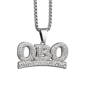 Collana Con Pendente Lettera OBO Iced Out Hiphop Colore Argento Lega Strass Catena Box Gioielli Rock per Uomo Donna