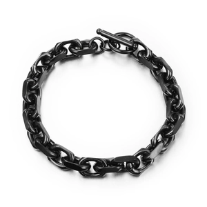 Industrielles Hip-Hop Armband aus schwarzem Titanstahl mit klassischem OT-Knebelverschluss