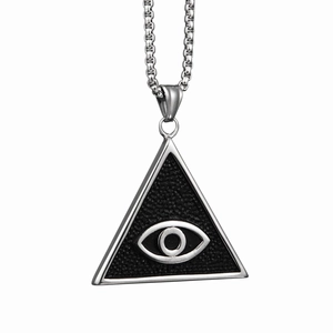 Collier Pendentif Triangle Œil De La Providence En Acier Titane Hip Hop Streetwear Punk Bijoux Pour Hommes Et Femmes