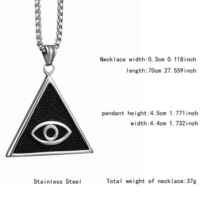 Détail du pendentif œil en acier inoxydable avec spécifications de taille et dimensions