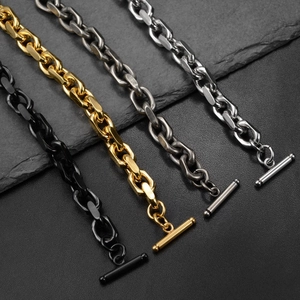Industrielle dicke Kettenarmbänder mit OT-Knebelverschluss in vier Metallic-Farben