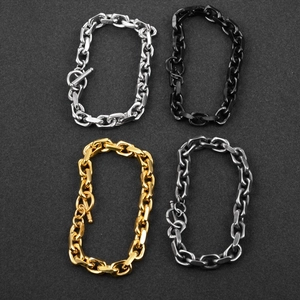 Hip Hop Grobe Gliederkette Armband Für Herren Damen Edelstahl Metallisch Knebelverschluss Armband Punk Rock Streetwear Schmuck