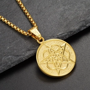 Hip-Hop-Halskette im Streetstyle mit goldenem Box-Ketten-Design und Pentagramm-Anhänger