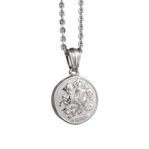 Vintage St George Slaying The Dragon Coin Pendant Necklace For Men Women Hip Hop Titanium Steel Relief Medallion Jewelry