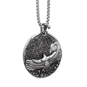 Collier pendentif aigle en argent vintage en acier inoxydable au style punk rock
