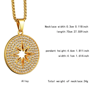 Détails du pendentif circulaire avec étoile évidée et spécifications de la chaîne