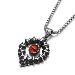 Collana con ciondolo occhio del diavolo gothic punk con pupilla di drago rossa e catena