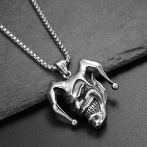 Gothic Joker pendant necklace in silver stainless steel with box chain for men and women