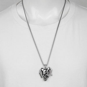 Hip hop evil joker pendant necklace in vintage silver stainless steel for men and women