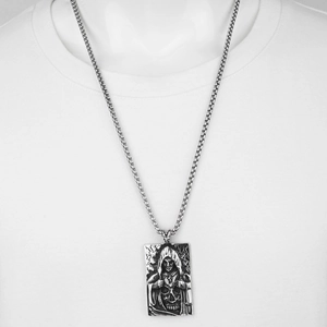 Gothic hip hop grim reaper pendant necklace in vintage stainless steel finish