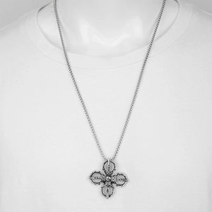 Retro hip-hop style titanium steel cross vajra dorje pendant necklace for men and women